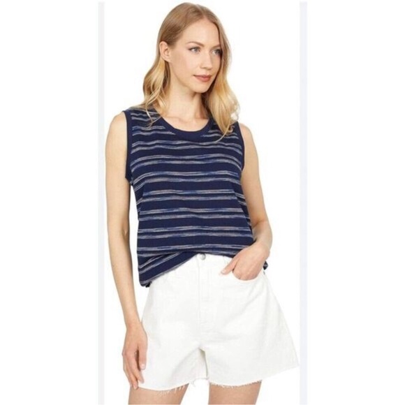Madewell Tops - Madewell Stripe Crewneck Muscle Tank in Bengali Indigo Navy